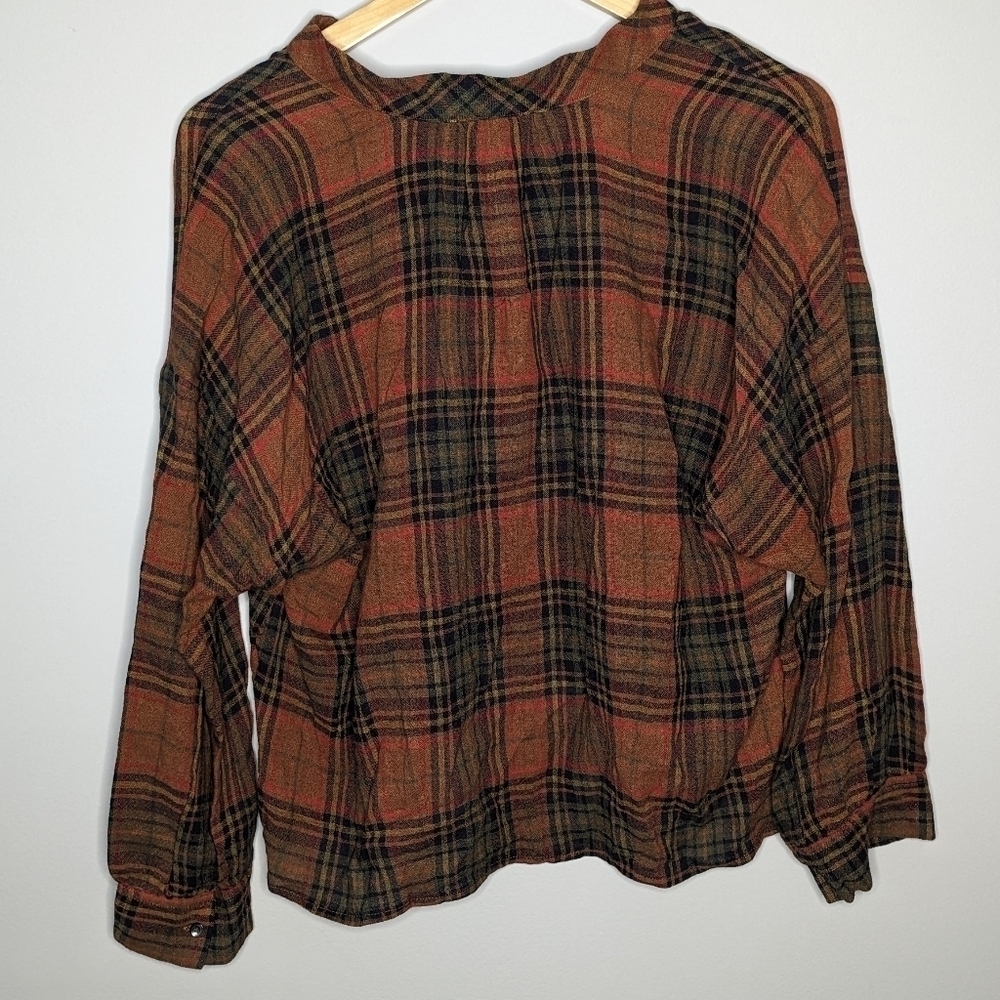 Madewell woman's blouse top brown rust plaid size medium - Picture 3 of 4